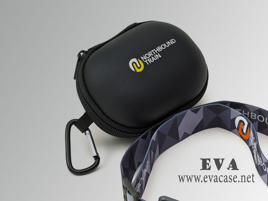 EVA zippered Headlamps Head Torch LED Flashlight case silk printed logo